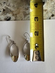 925 Sterling Silver Dangle Hoop Earrings Pierced Excellent Quality Vintage 1.5 “