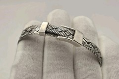 Vintage .925 Sterling Silver Braided Woven Belt Buckle Bracelet 21g