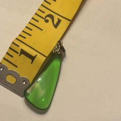 1970 Style Green Glass Teardrop Pendant With Bale Closure Modernist Art Glass