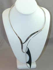 Fantastic Mid Century Modern Sterling Ebony Sculptural Mobile Necklace STATEMENT