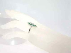 Art Deco Vintage Style Marquise Lab Created Diamond Emerald Wedding Silver Ring