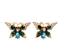 Vintage Signed ART Butterfly Brooch & Clip Earrings SEE DESCRIPTION Free Ship!