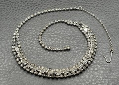 Vintage Rhinestone Crystal Necklace Silver Tone Crystal 16 – 18”