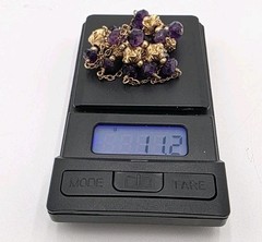 Unique Vintage Gold Filled Purple Beaded Necklace 1/20, 14k