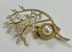 Crystal Rhinestone Owl Flamingo Brooch Pin Glass Vintage LOT Bird Peacock Clear
