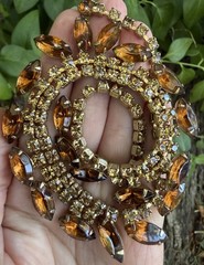Vintage Two tone Brown Rhinestone Necklace Jewelry