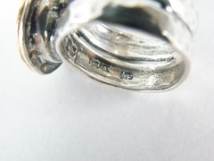 Modernist Sterling Silver 925 w 14K Gold Chunky Pearl Ring FITS Size 6.5