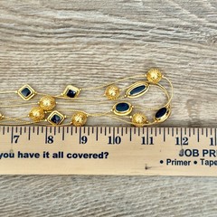 Triple Strand Enamel & Gold Tone Beaded Station Chain Necklace