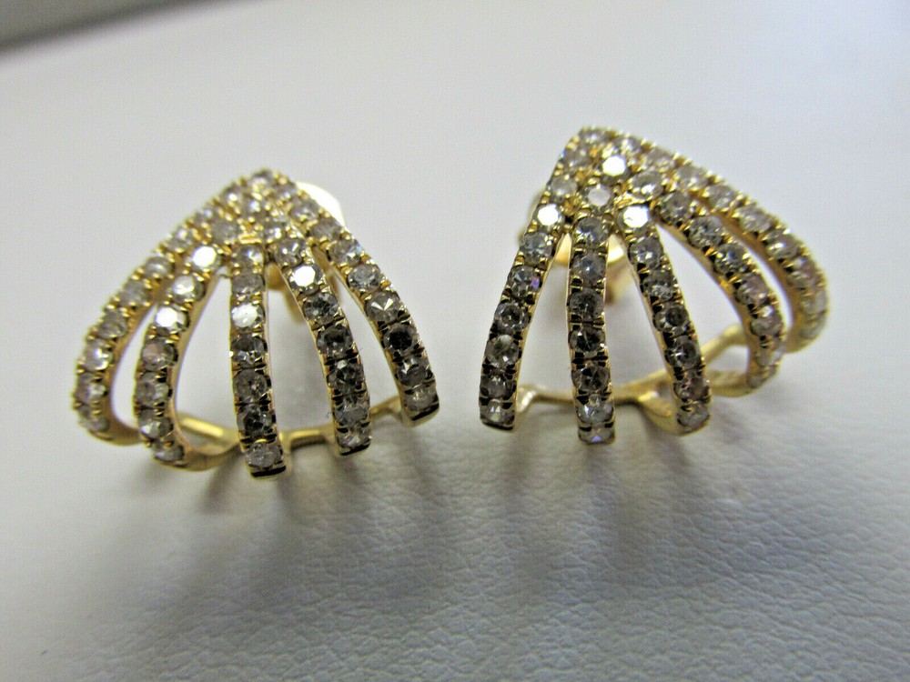 Beautiful Estate Diamond Fan Earrings .68 ctw 14k Gold SI1-2 G/H MAKE OFFER