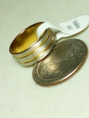 Vintage Stainless Steel Mens Ring Art Deco Line Color In Photo Size 6.25 B2
