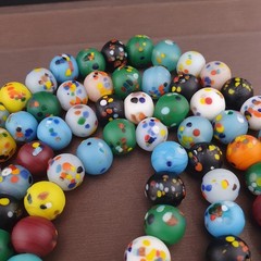 Vintage Venetian African Style Multicolor Dotted Trade Glass Beads Necklace 22in