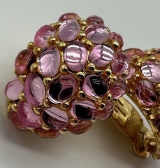 VTG SIGNED KJL KENNETH JAY LANE FAUX PINK JELLY BELLY CLIP ON EARRINGS NICE!
