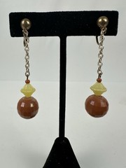 Vintage Brown And Yellow Clip On Earrings From Estate