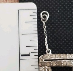 Antique Art Deco Pot Metal Paste Rhodium Plated Bracelet & Safety Chain 1920s