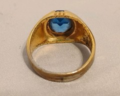 Vintage 18kt H.G.E. Ring With Blue Stone Unisex Sz 10.75