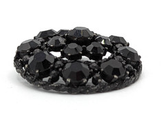 Vintage Weiss Mourning Brooch Black Rhinestone Pin