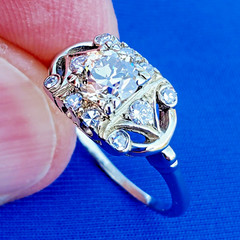 Original EARTH MINED DIAMOND Deco Engagement Ring Solid 14K WHITE GOLD SOLITAIRE