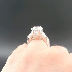 Vtg Sz 6.5 Ring Round w/ Triangles Cubic Zirconia 18KGE Fashion Jewelry STS#4