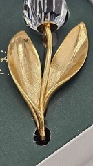 SWAROVSKI~Crystal Memories~**ROSE BROOCH GOLD TONE PIN**~3.25″ Long~Box~COA