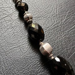 Vintage 48cm long Onyx & Hallmarked 925 Sterling Silver statement necklace 73g