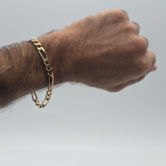 Vintage Gold Filled / Rolled Gold – 6 mm Blocky Flat Figaro Chain Bracelet 8.25″