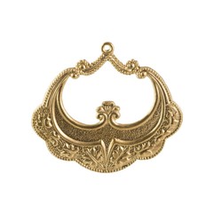 1 Hole Raw Brass Etched Rounded Pendant 48x45mm (2) mtl504A