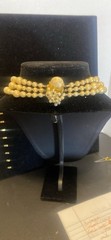 Vintage Unsigned Miriam Haskell Baroque Faux Pearl 3 Strand Necklace