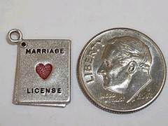 Sterling Silver ~ Marriage License Charm ~ Slides Open ~ Enamel ~ VINTAGE
