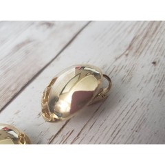 Vintage Clip On Earrings Gold Tone Domed Circle with Cut Out Design