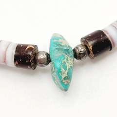 Southwestern USA Heishi Olive Shell Turquoise Stone Center Handcrafted Necklace