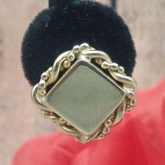 Star Gold Tone Vintage Screw Back Clip Earrings Square Twisted Chain Edge .75″