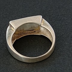 Sterling Silver Signet Ring Mother Of Pearl Modernist Minimalist Clean Design