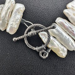 Vtg Pippa Baroque Stick Pearl Necklace Sterling Silver 18 Inch Artisan Statement