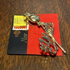 VINTAGE #1 Mom w/ Rose Flower Gold Tone Brooch Pin – Dollar General Gift NEW NOS