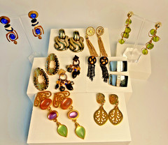 10 PAIRS Statement Earrings 1980s 1990s incl Erwin Pearl, Clip and Post Styles