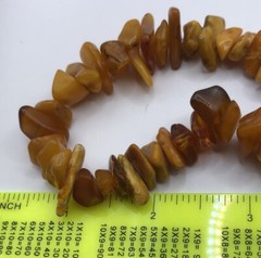 Vintage Rough Amber Chip Necklace 30” No Clasp Approx 1/2” Wide Boho