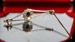 14k yellow gold 0.80ct sapphire, topaz pin brooch heated vintage 3.20gr N3810