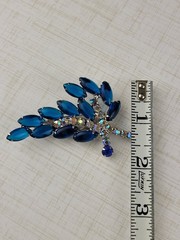 Vintage Blue AB Rhinestone Brooch and Earring Set