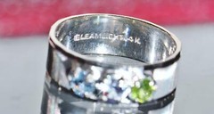 14k white gold ring 0.66ct multi gemstone mother’s size 7 handmade 4.2gr N2731
