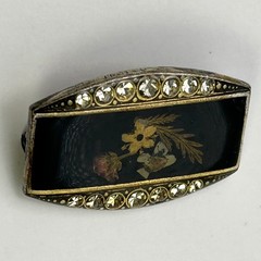 Vintage Pierre Bex Dried Flower Brooch French Art Deco Revival Trombone Clasp
