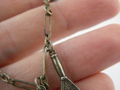 Vintage Unmarked Sterling Silver Paperclip Chain Bracelet with 5 Charms 6.75 In