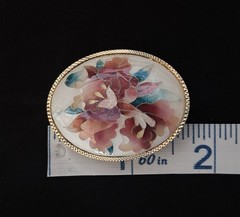 Japanese Cloisonné Enamel Multicolor Floral Brooch Oval Shape