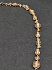 Vintage Champagne Glass Bead Necklace Chunky 70s 80s Gold Tone Long Retro ~34″