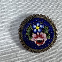 1 7/8” Micromosaic On Brass Marked Italy – Piece Of An Earring