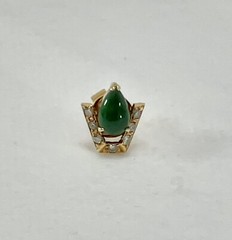 GIA certified a set omphacite jade & diamon worman’s ear ring. GIA 鉴定辉玉（墨翠）耳钉