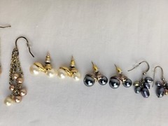 Lovely Carol Lee and Unbranded Gold and Silver Tone Faux Pearl Pierced Earrings