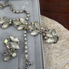 Juliana Vtg Rhinestone 3 piece set necklace bracelet earrings aurora borealis