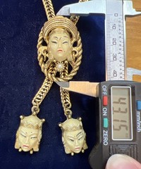 Vintage Selro Selini Gold Tone Asian Princess Bolo Necklace And Clip On Earrings