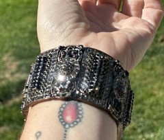 Cookie Lee Cuff With Faceted Black Crystals Vintage