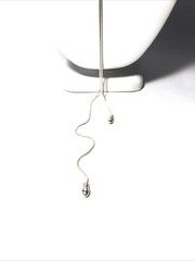 Woman’s Adjustable Slide Charm Bolo Lariat Necklace-Silver Tone W/ Brown Crystal